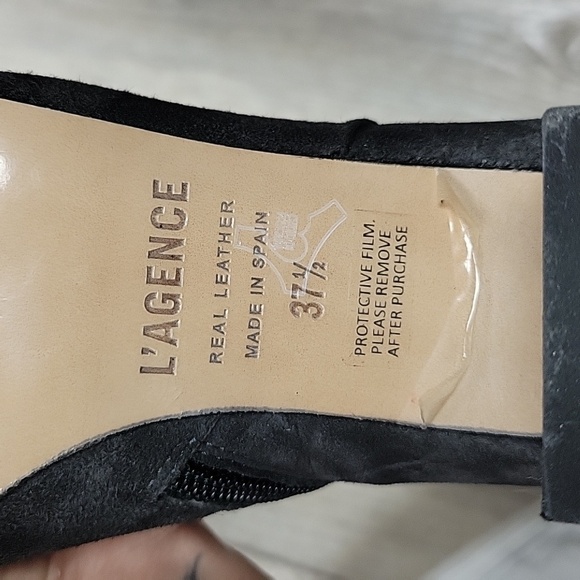 L'Agence Size 37 1/2 (7) Jeanne Block Heel Charcoal Suede Bootie NEW - Picture 8 of 9